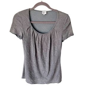 Vintage Armani Collezioni Top Women’s 8 Small Gray Semi Sheer Y2K 2000s Babydoll